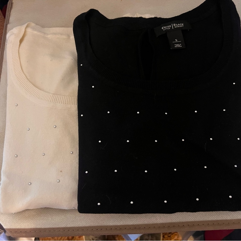 White House Black Market Black and White Sweater Duo